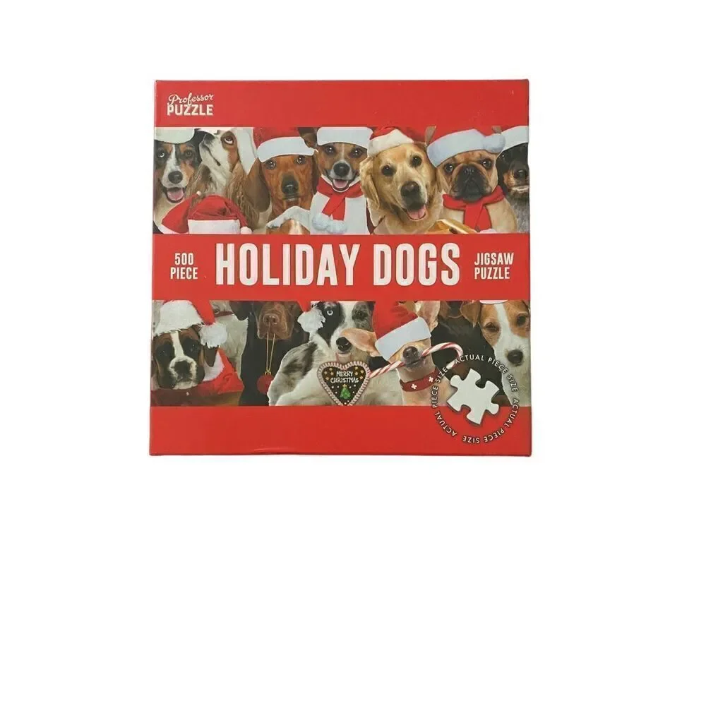 Professor puzzle, holiday dog, 500 piece jigsaw puzzle ￼ 19 x 14